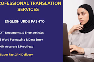 professional translate english to urdu, pashto