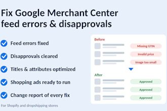 fix google merchant center product feed errors and disapprovals shopping ads