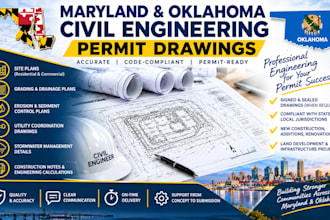 prepare maryland oklahoma civil engineer for permit drawing with sign and seal