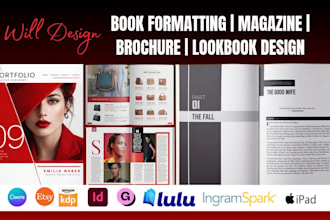 adobe indesign book interior kdp formatting, magazine, catalog, brochure design