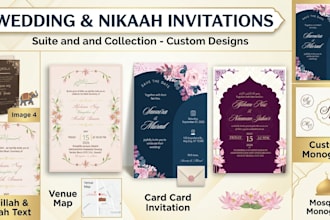 design elegant floral wedding invitations and nikkah cards