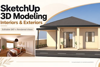 create sketchup 3d house models and interior exterior renders