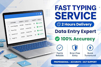 do fast typing, data entry and pdf to word in 2 hours