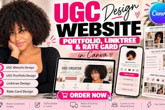 canva ugc website, portfolio, linktree and rate card design in canva