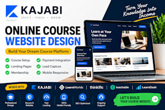 build online course website, kajabi landing page and elearning lms platform