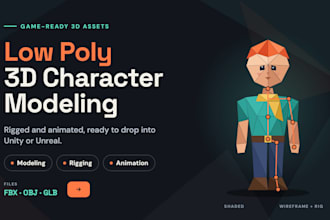model 3d low poly character, animation, rigging for game asset and others