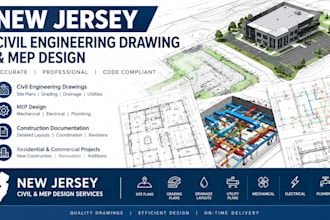 prepare new jersey civil engineering drawing mep design and seal
