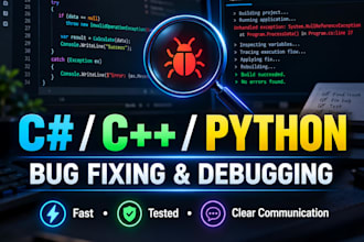 fix csharp  cplusplus or python bugs and programming issues