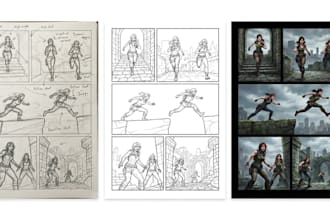 create custom premium comic book art, manga, webtoon art, and comic illustration