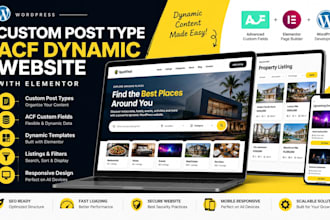 create wordpress custom post type, acf dynamic content and elementor website