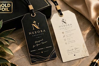 design luxury clothing hang tag, price tag with gold foil effect