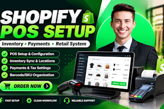 setup shopify pos system, inventory sync, payment and retail store