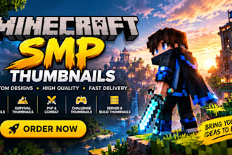 create eye catching minecraft smp style thumbnail in under 20h