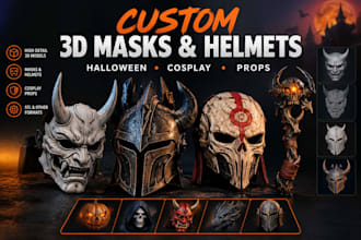 design custom 3d halloween masks, helmets and cosplay props for printing