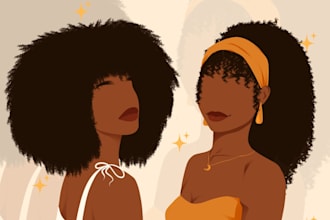 african american women minimalist illustration