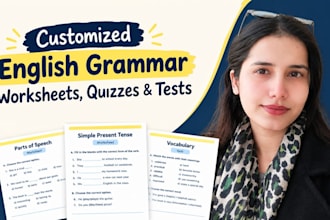 create custom english grammar worksheets, quizzes, and tests
