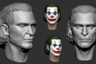 sculpt realistic 3d head bust full body model from photo for 3d printing stl fbx