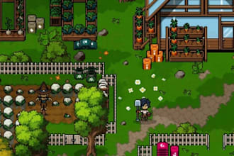 do a rpg pixel game art pixel tileset  game tile map background game environment