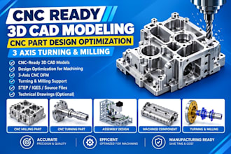 cnc ready 3d cad modeling cnc part design optimization 3 axis turning milling