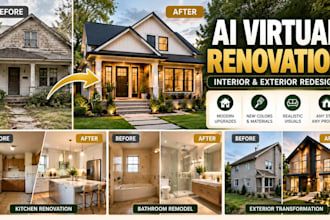 create ai virtual renovation, interior remodeling and before after designs