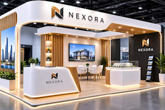 design 3d trade show booth, exhibition stand, stall, kiosk