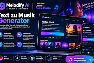 create a german ai music generator website with text to music feature
