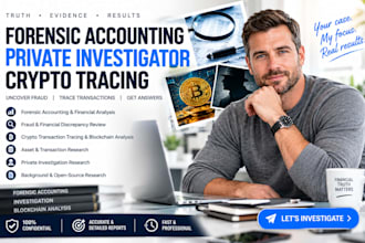 do forensic accounting, private investigator, crypto tracing