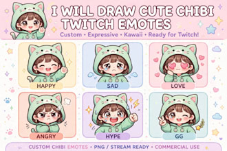 draw cute chibi twitch emotes and discord stickers