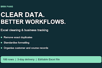 clean and organize your excel data and create a business tracker