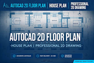 do autocad 2d floor plan, house map and architecture drawing