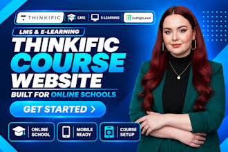setup thinkific course website, thinkific online school, lms elearning website
