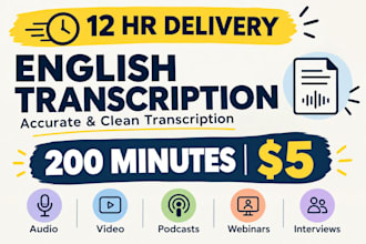 do english audio transcription and video transcription