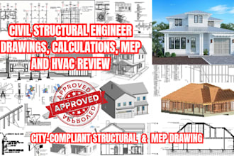 help with civil structural engineer drawings, calculations, mep and hvac review