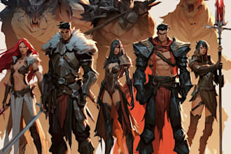 draw your custom dnd character, fantasy oc, or rpg hero