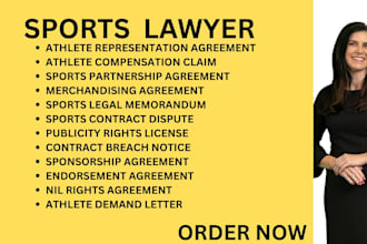 be your sports lawyer for athlete agreements, endorsements and contract disputes