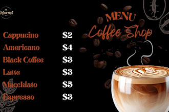 design a modern coffee shop menu card