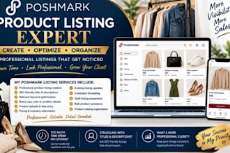 create and optimize, edit and formatting professional poshmark product listings