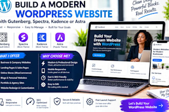 build a gutenberg wordpress website with spectra, kadence or astra