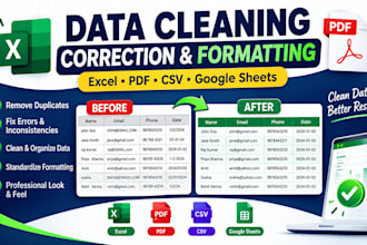 clean, correct and format your excel data
