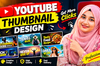 make bold and professional youtube thumbnail designs