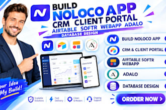 build noloco app CRM client portal, airtable softr webapp adalo database design