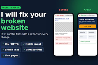 fix website errors, broken pages, mobile layout, SSL issues