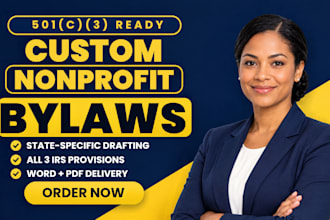 draft state compliant nonprofit bylaws and governance policies for 501c3