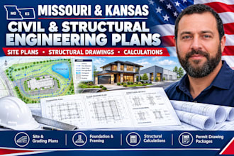 prepare missouri and kansas civil structural engineering plans