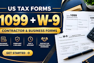 assist with US 1099 and w9 tax forms for contractors and businesses