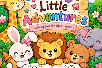 design cute kids coloring book pages and activity books