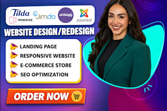 design professional website on jimdo, duda, joomla, strikingly, mobirise, tilda
