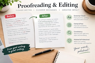 proofread and correct grammar, spelling and punctuation