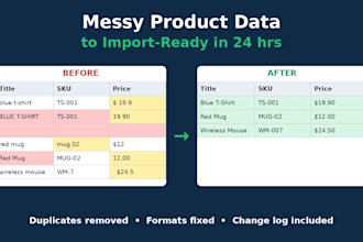 clean and format your product data in excel