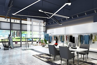 design 3d retail store interior and luxury fashion boutique showroom render